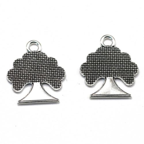Tibetan Style Pendants, Tree, antique silver color plated, vintage & fashion jewelry & DIY, nickel, lead & cadmium free, 20x23x1.80mm, Approx 100PCs/Bag, Sold By Bag