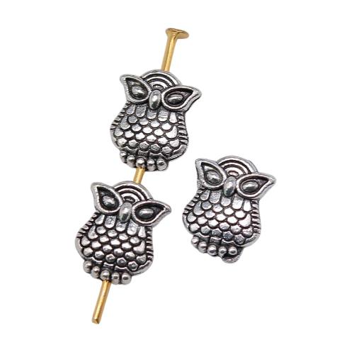 Tibetan Style Animal Beads, Owl, antique silver color plated, vintage & fashion jewelry & DIY, 8x10mm, Sold By PC