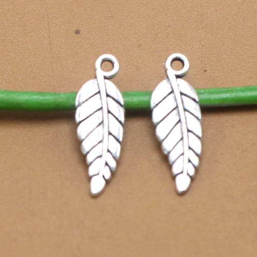 Tibetan Style Leaf Pendants, antique silver color plated, vintage & fashion jewelry & DIY, nickel, lead & cadmium free, 6.40x19x1.40mm, Approx 100PCs/Bag, Sold By Bag