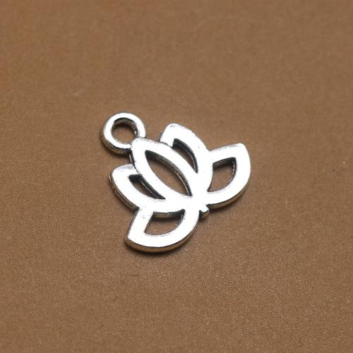 Tibetan Style Flower Pendants, antique silver color plated, vintage & fashion jewelry & DIY & hollow, nickel, lead & cadmium free, 17x16x1.40mm, Approx 100PCs/Bag, Sold By Bag