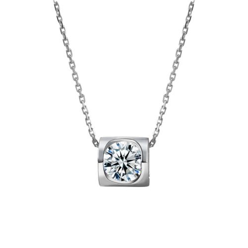 925 Sterling Silver Necklaces, with Moissanite, fashion jewelry & for woman, Sold By PC