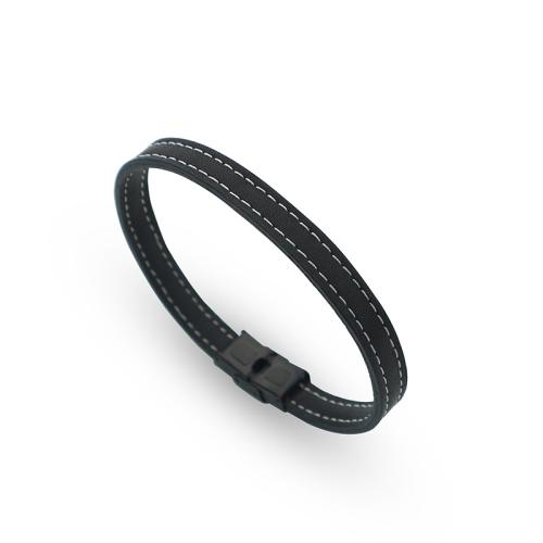 Leather Cord Bracelet, fashion jewelry & for man, black, Length:Approx 27 cm, Sold By PC