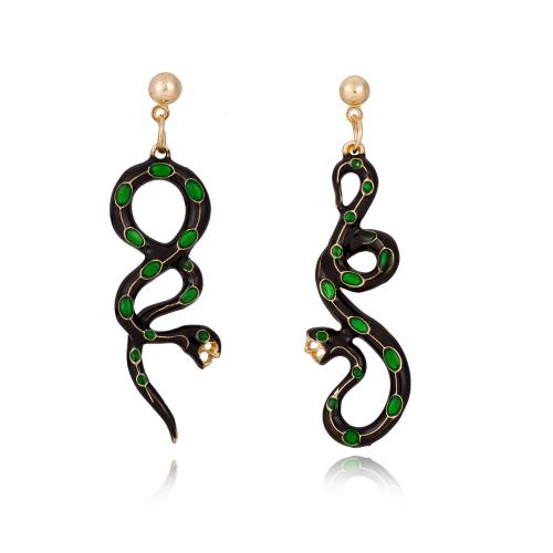Asymmetric Earrings Zinc Alloy Snake fashion jewelry & for woman & enamel Sold By Pair
