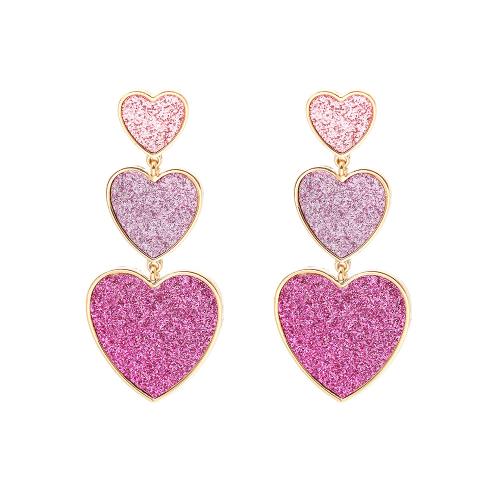 Boucles d'oreilles en alliage de zinc, coeur, bijoux de mode & pour femme, 69.50x30.50mm, Vendu par paire