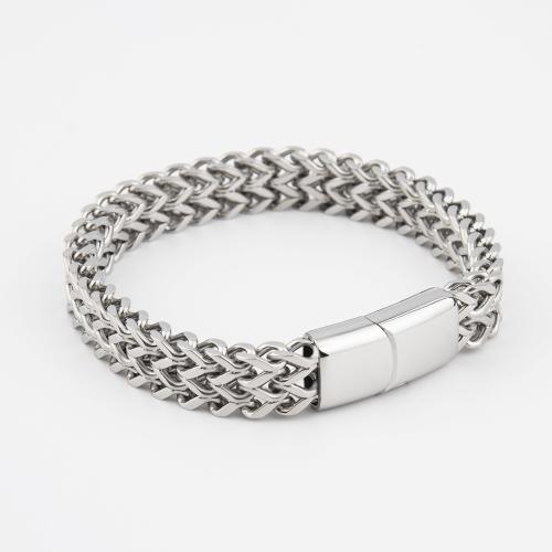 Stainless Steel Jewelry Bracelet 304 Stainless Steel polished fashion jewelry & for man original color 10mm Length Approx 21 cm Sold By PC