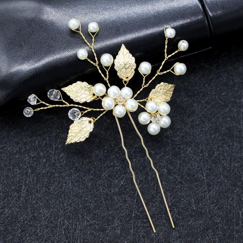 Hair Stick Zinc Alloy with Crystal & Plastic Pearl fashion jewelry & for woman Sold By PC