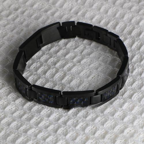 Stainless Steel Jewelry Bracelet 304 Stainless Steel with Carbon Fibre Vacuum Ion Plating fashion jewelry & for man 12mm Sold By PC