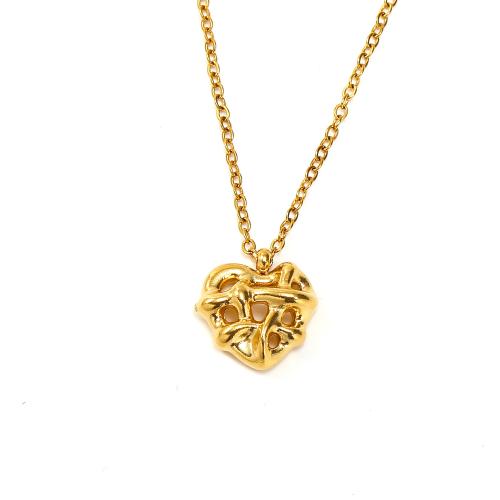 Colar de jóias de aço inoxidável, Aço inoxidável 304, Coração, joias de moda & para mulher, dourado, 13x13mm, comprimento Aprox 45 cm, vendido por PC