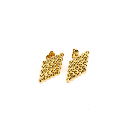 Stainless Steel Stud Earrings 304 Stainless Steel Rhombus Vacuum Ion Plating fashion jewelry & for woman golden Sold By Pair