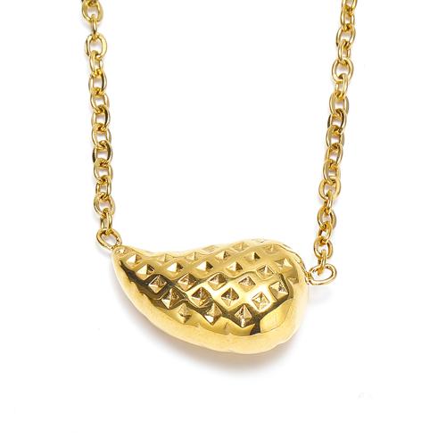 Edelstahl Schmuck Halskette, 304 Edelstahl, Tropfen, Modeschmuck & für Frau, Goldfarbe, 18x11mm, Länge:ca. 45 cm, verkauft von PC