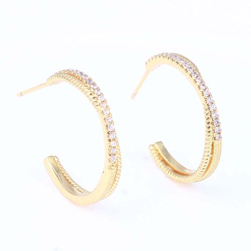 Cubic Zirconia Micro Pave Brass Earring gold color plated micro pave cubic zirconia & for woman nickel lead & cadmium free Sold By PC
