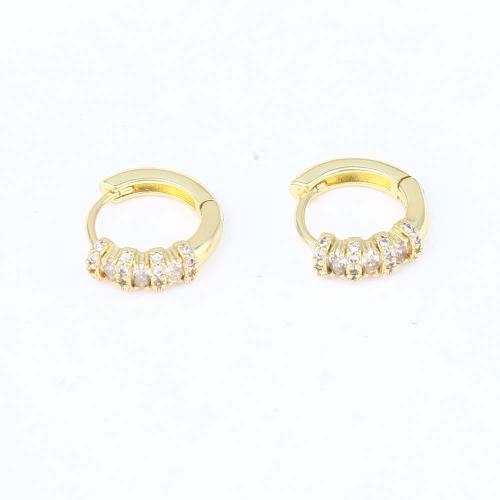 Cubic Zirconia Micro Pave Brass Earring gold color plated micro pave cubic zirconia & for woman nickel lead & cadmium free Sold By Pair