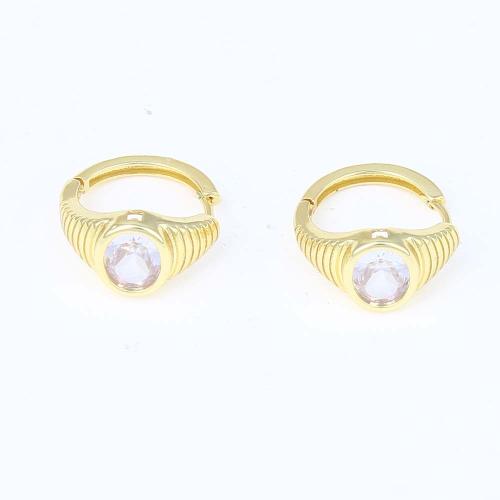Cubic Zirconia Micro Pave Brass Earring, gold color plated, micro pave cubic zirconia & for woman, nickel, lead & cadmium free, 20.20x18.80x6.40mm, Sold By Pair