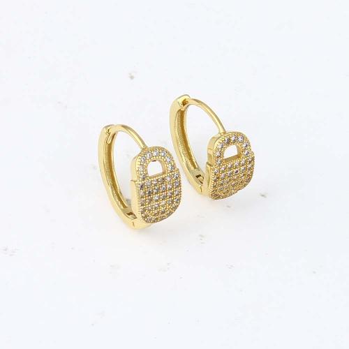 Cubic Zirconia Micro Pave Brass Earring, gold color plated, micro pave cubic zirconia & for woman, nickel, lead & cadmium free, 14.80x14.60x7.20mm, Sold By Pair