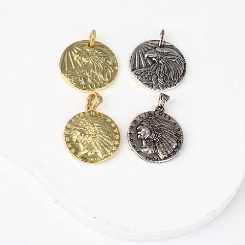 Brass Jewelry Pendants Round plated DIY & double-sided nickel lead & cadmium free Sold By PC