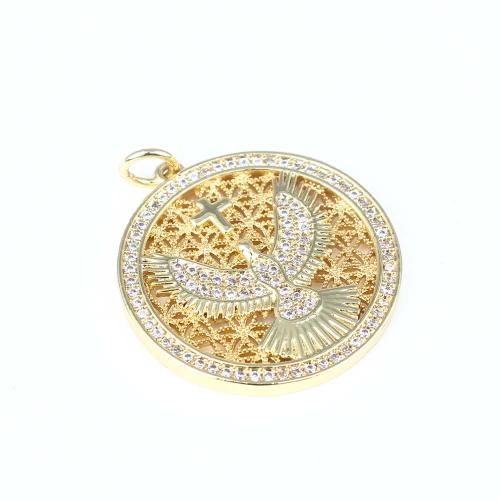 Cubic Zirconia Micro Pave Brass Pendant Round plated DIY & micro pave cubic zirconia nickel lead & cadmium free Sold By PC