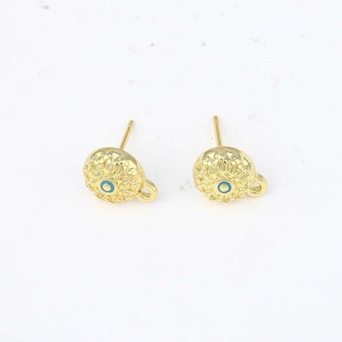 Brass Earring Drop Component Round gold color plated DIY & enamel nickel lead & cadmium free Sold By Pair