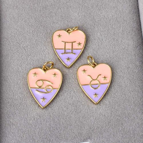 Brass Heart Pendants gold color plated DIY & enamel mixed colors nickel lead & cadmium free Sold By PC