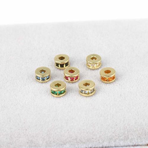 Cubic Zirconia Micro Pave Brass Beads, Round, plated, DIY & micro pave cubic zirconia, more colors for choice, nickel, lead & cadmium free, 5x5x2.80mm, 35PCs/Bag, Sold By Bag