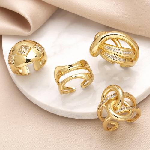 Cubi Circonia Micro Pave anello in ottone, placcato color oro, gioielli di moda & diversi modelli per la scelta & Micro spianare cubic zirconia, dorato, assenza di nichel,piombo&cadmio, Venduto da PC