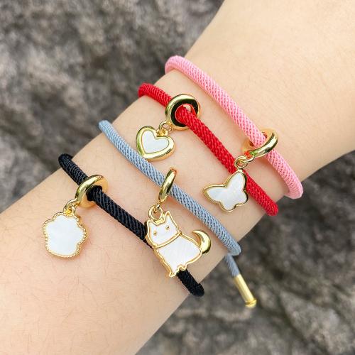 Brass Bracelet & Bangle with Nylon Cord & Shell gold color plated fashion jewelry nickel lead & cadmium free Sold By PC