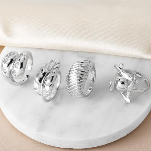 Messing ringen, silver plated, mode sieraden & verschillende ontwerpen voor de keuze, zilver, nikkel, lood en cadmium vrij, Verkocht door PC