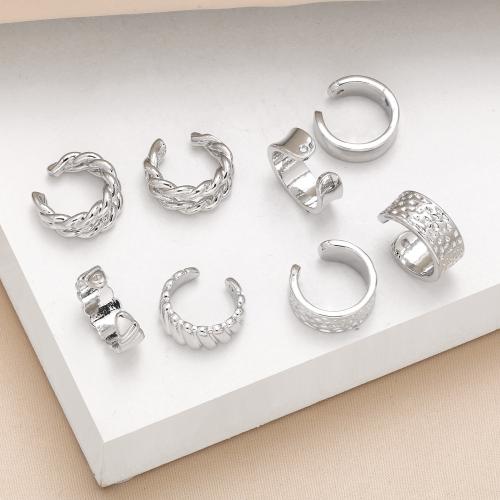 Trendy ear cuffs, Messing, silver plated, mode sieraden & verschillende ontwerpen voor de keuze, zilver, nikkel, lood en cadmium vrij, Verkocht door pair