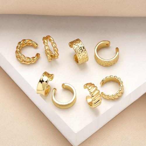 Fashion Earring Cuff and Wraps Brass gold color plated fashion jewelry golden nickel lead & cadmium free Sold By Pair