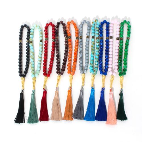 Glas perler armbånd, med Caddice & Zinc Alloy, ovntørrende lak, mode smykker & Unisex, flere farver til valg, Længde 13.78 inch, Solgt af PC