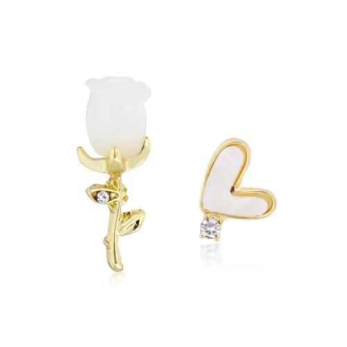 asymmetrische Ohrringe, Eisen, mit Kunststoff, Modeschmuck & für Frau & mit Strass, Goldfarbe, verkauft von Paar