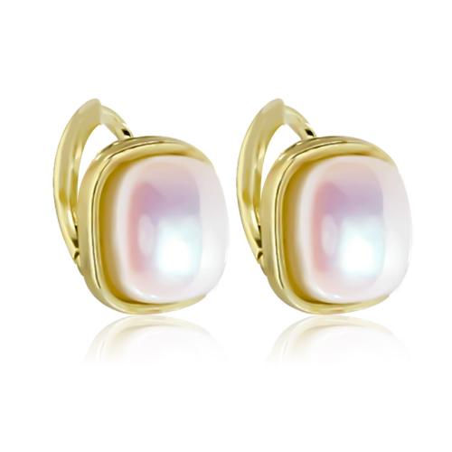 Zinklegierung Ohrringe, mit Kunststoff Perlen, Modeschmuck & für Frau, Goldfarbe, 10x16mm, verkauft von Paar
