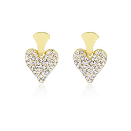 Iron Earring, Heart, fashion jewelry & for woman & with rhinestone, gold, 20x14mm, Sold By Pair