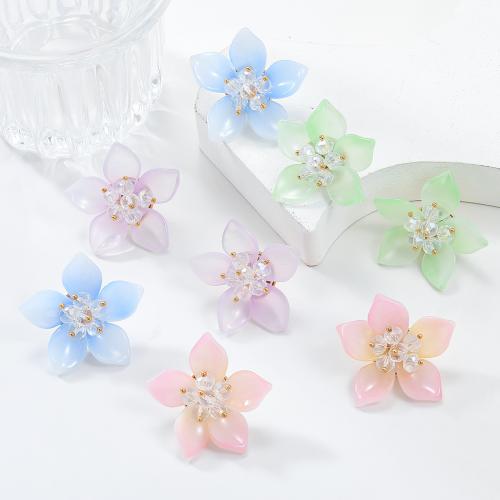 Zinc Alloy Stud Earring with Resin & Acrylic Flower fashion jewelry & for woman Sold By Pair