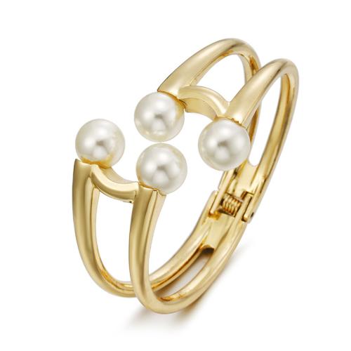 Tibetan Style Bangle, with Plastic Pearl, plated, for woman, more colors for choice, Inner Diameter:Approx 61x50mm, Sold By PC