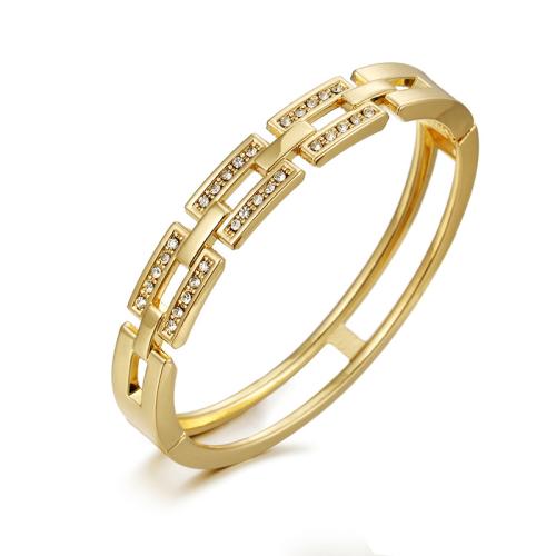 Zinc Alloy Bangle plated micro pave cubic zirconia & for woman golden Sold By PC