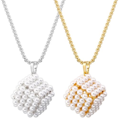 Messing Halskette, mit Kunststoff Perlen, plattiert, für Frau, keine, verkauft von PC