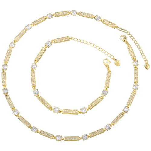 Cubic Zirconia Micro effenen koperen sieraden Sets, Messing, plated, verschillende stijlen voor de keuze & micro pave zirconia & voor vrouw, meer kleuren voor de keuze, Verkocht door PC
