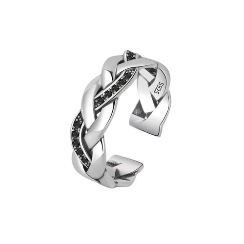 Cubic Zirconia micr3ofono pavimenta anillos de plata esterlina, plata de ley 925, micro arcilla de zirconia cúbica & para mujer, plateado, Vendido por UD