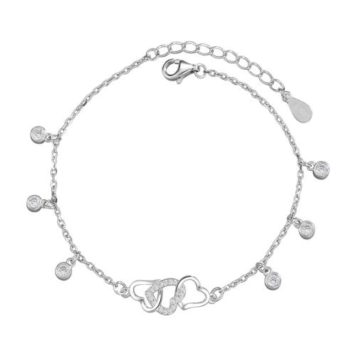 925 Sterling Silver Bangle Bracelet with 3.2cm extender chain plated micro pave cubic zirconia & for woman silver color Length 16.5 cm Sold By PC