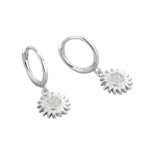 Cubic Zirconia Micro Pave Sterling Silver Earring, 925 Sterling Silver, plated, micro pave cubic zirconia & for woman, more colors for choice, 8.50x22mm, Sold By Pair