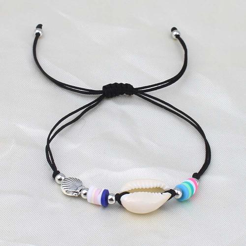 Friendship Bracelet Zinc Alloy with Waxed Cotton Cord & Polymer Clay & Shell handmade for woman mixed colors nickel lead & cadmium free Length Approx 7 Inch Sold By Set