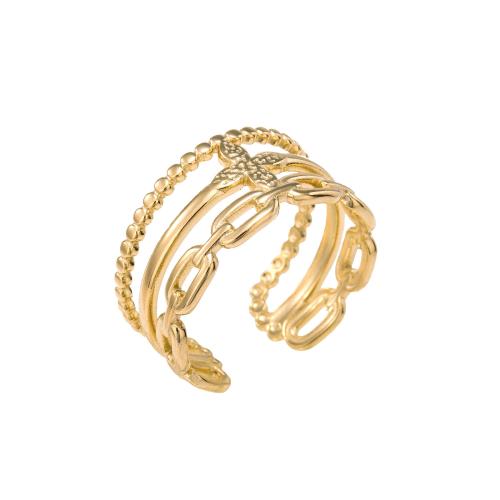 Anel de dedo de aço inoxidável, Aço inoxidável 304, 18K banhado a ouro, joias de moda & Vario tipos a sua escolha & para mulher & vazio, dourado, vendido por PC