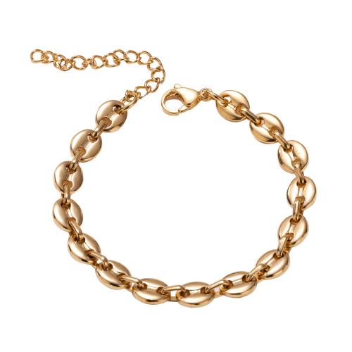 Stainless Steel Jewelry Bracelet 304 Stainless Steel with 5cm extender chain 18K gold plated fashion jewelry & for woman golden Length Approx 18 cm Sold By PC
