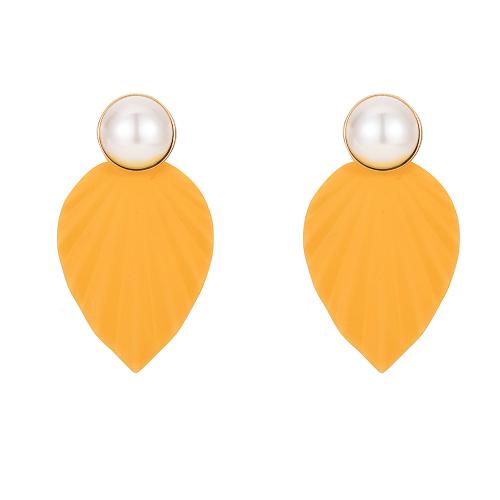 Tibetan Style Stud Earring, with Plastic Pearl, painted, fashion jewelry & for woman, 75x45mm, Sold By Pair