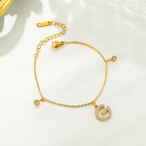 Bracelet d'acier titane, avec 5cm chaînes de rallonge, bijoux de mode & pour femme & avec strass, plus de couleurs à choisir, Longueur:Environ 16 cm, Vendu par PC