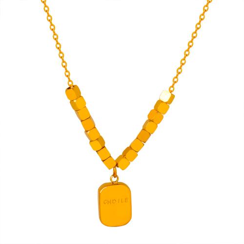 Colar de aço titânio, Partículas de aço, with 5cm extender chain, joias de moda & para mulher, dourado, comprimento Aprox 40 cm, vendido por PC