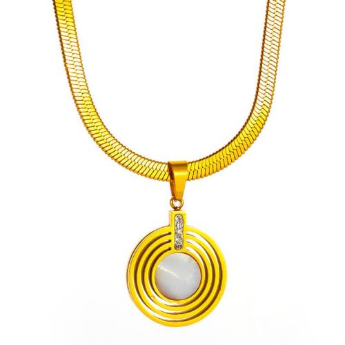 Titanstahl Halskette, mit Katzenauge, mit Verlängerungskettchen von 5cm, Modeschmuck & für Frau & mit Strass, goldfarben, Länge:ca. 40 cm, verkauft von PC