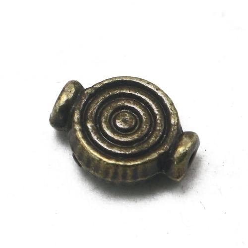 Tibetan Style Flat Beads, Flat Round, antique bronze color plated, vintage & fashion jewelry & DIY, nickel, lead & cadmium free, 7.50x9.50x2.60mm, Approx 100PCs/Bag, Sold By Bag