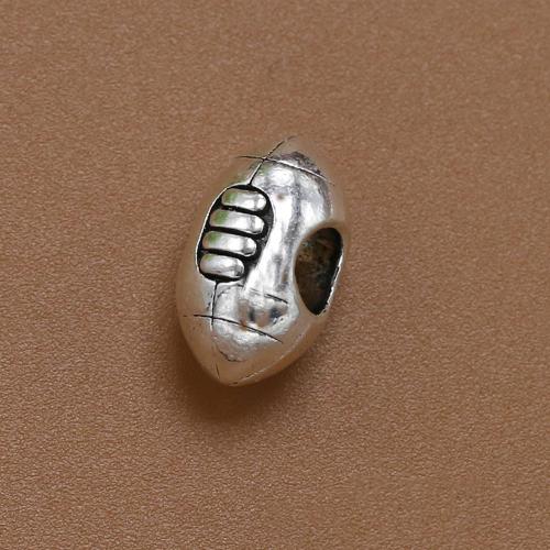 Tibetan Style Jewelry Beads, Rugby Ball, antique silver color plated, vintage & fashion jewelry & DIY, nickel, lead & cadmium free, 14x9mm, Approx 100PCs/Bag, Sold By Bag