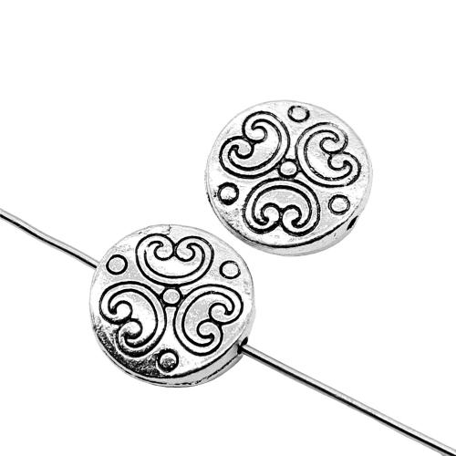 Zinc Alloy Flat Beads Flat Round antique silver color plated vintage & fashion jewelry & DIY 13mm Sold By PC